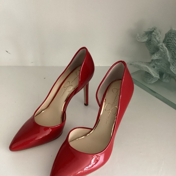 NEW Jessica Simpson Women's Prizma Red Pointed Toe D'Orsay Heels Size 36.5 US 6 - Picture 9 of 11